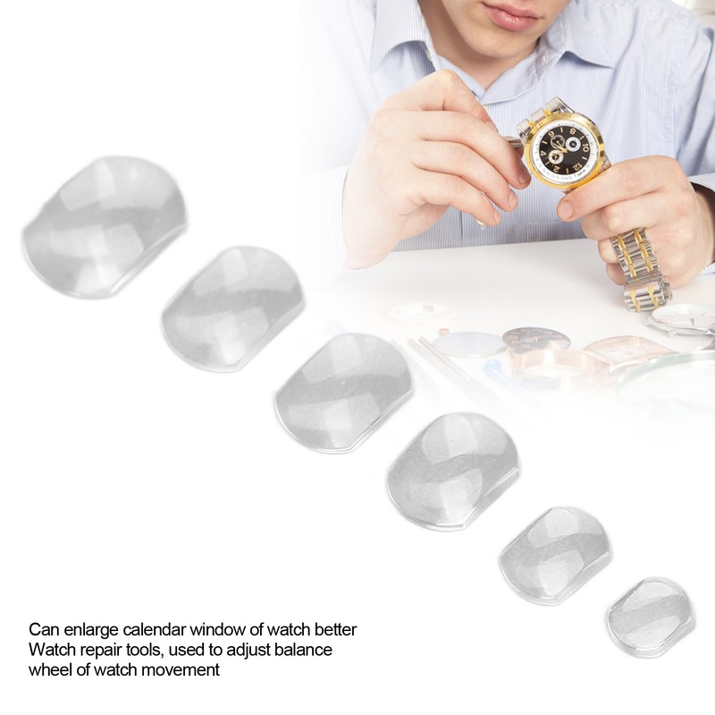 6pcs Watch Date Calendar Magnifying Glass Professional Convexity Watch Parts