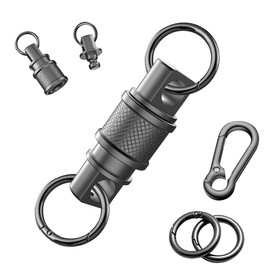 AXKYPRO Titanium Colour Quick Release Keychain, Pull-Off Detachable Keychain, Car Key Holder, Men's & Women's Pull-Off Keyring (Titanium colour), Titanium Colour 1 Pack, Small