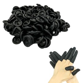 Anti-Static, Latex Finger Cots, Pack of 200 Latex Finger Cots, General Finger Cots Disposable Latex Nail Cover Durable Highly Elastic Antistatic Protect Sleeve Tool (Black)