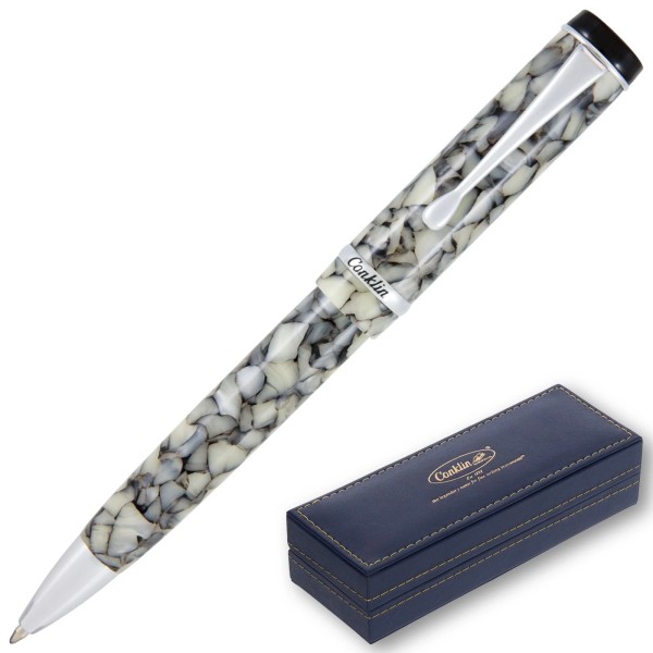 Conklin Duragraph Ballpoint Pen - Cracked Ice, With Fine Tip