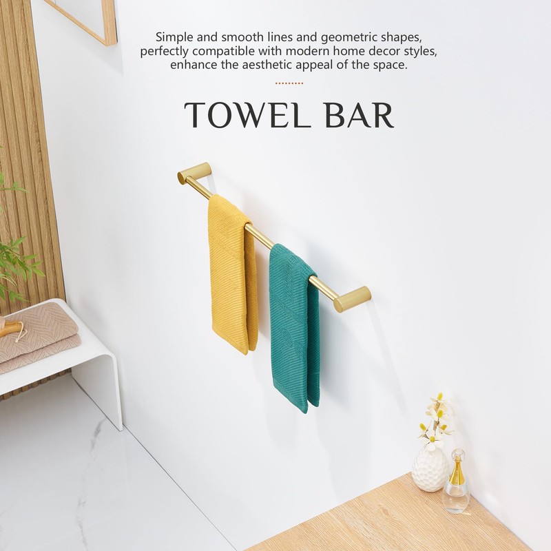KOKOSIRI Bathroom Towel Rack Wall Mounted 24-Inch Bath Towel Bar