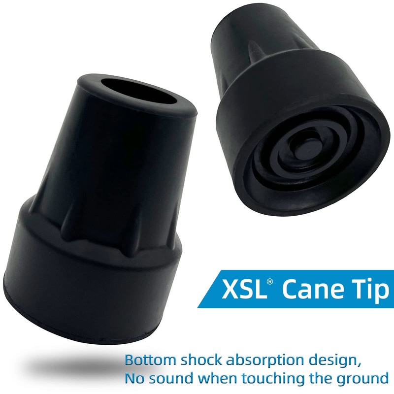 Replacement Cane Tips, 7/8 Inch, Black. (Pack of 2)