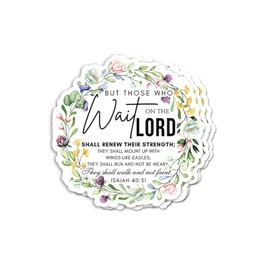 (3pcs) Christian Bible Verse Sticker - Inspirational Isaiah 40:31 Quote - Religious Faith-Based Vinyl Decal - Floral Scripture Sticker for Laptop - Water Bottle - Journal - Christian Gift
