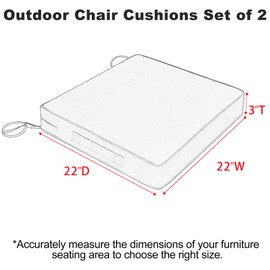 Favoyard Patio Chair Cushion 22 x 22 x 3 Inch Waterproof Outdoor Seat Cushions for Patio Furniture 3-Year Color Fastness Garden Sofa Couch Chair Pads with Handle & Adjustable Straps Set of 2, Green
