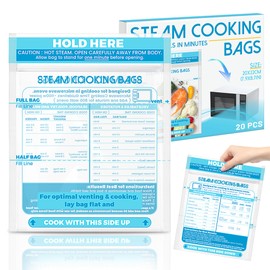 20 Pcs Microwave Steam Bags Zipper Steame Cooking Bags for Vegetables Potatoes Seafood Meat Veggie Frozen Food
