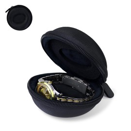 AdiStylinno Travel Watch Case, Portable Watch Organizer Holder Single Watch Case Fits Wristwatches up to 50mm for Men Women (Black)