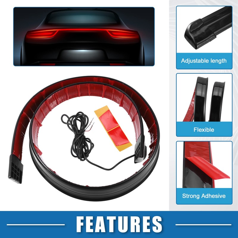 X AUTOHAUX Universal Car Spoiler with Red LED Light 47.2"/1.2m
