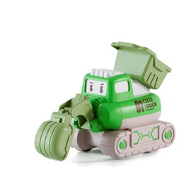 Lokorus Press Inertia Power Toy Cars for Kids Aged 3 and Above,Push and Go Engineering Vehicle Toy, for Boys (Green excavator)