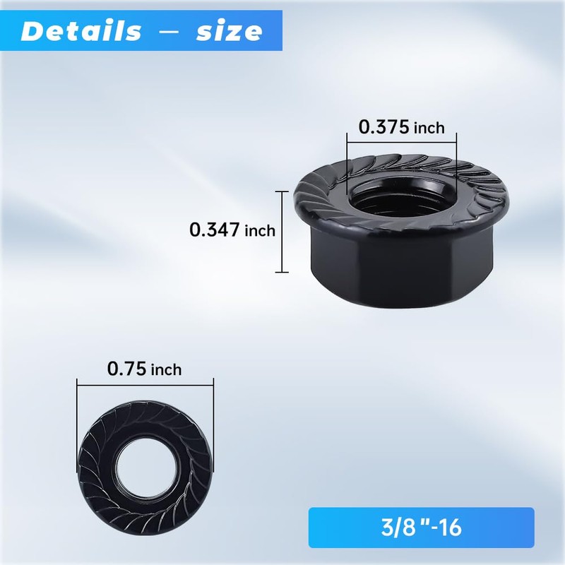 Glvaner 3/8-16 Stainless Steel Hex Flange Nuts, Hexagon Head Serrated