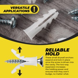 Premium Quality Ribbed Plastic Anchors, Bulk Pack (#14-16 x 1-1/4”)