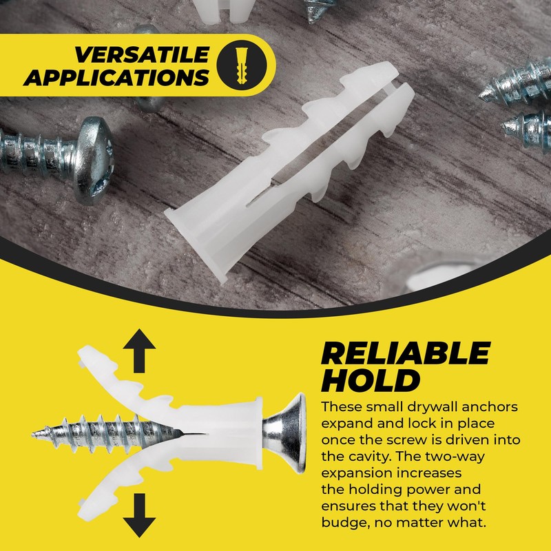 Premium Quality Ribbed Plastic Anchors, Bulk Pack (#14-16 x 1-1/4”)