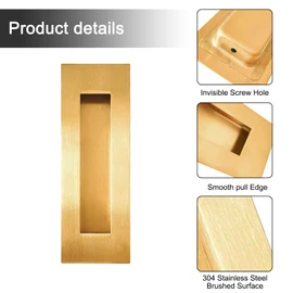 Recessed Finger Flush Pulls with Edge Pull - Suitable for Pocket Door,Closet Door,Sliding Doors, Barn Door Handle Hardware (Gold, 6inch)