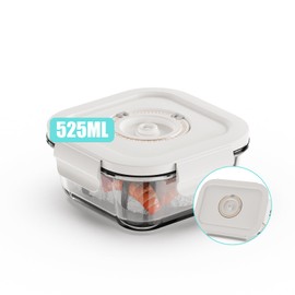 Vacuum Seal Glass Food Storage Containers, Meal Prep Containers with Airtight Locking Lids for Lunch, Picnic Oven & Freezer Safe, BPA Free, Leak Proof, Long Lasting Freshness, 525ml