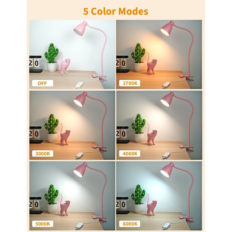 BOHON Cute Desk Lamp with Clamp 10W 38 LED Clip
