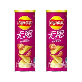 Chinese Chip Bundle 2-Pack (2 Finger Licking Braised Pork Flavor Chips 90g) (TIN, Tomato Flavor 90g)