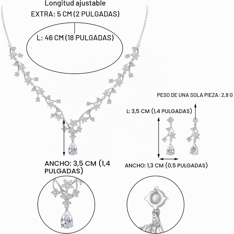 EVER FAITH Precioso Conjunto de Joyas de Boda para Novia