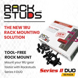 Rackstuds DUO 1RU Rack Mount Solution Series II – No More Cage Nuts! The Easiest and Safest Server Rack Solution in 19" Racks with Square Punched Vertical Rails | 50-Pack, Universal Version