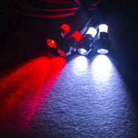 2Pack HIRCQOO 4LED RC Car LED Light Headlights Taillight Lighting with JR Y Cable Compatible with Traxxas HSP Tamiya Redcat RC4WD Axial HPI Kyosho Arrma 1/8 1/10 1/12 RC Car,2Red & 2White (5mm LEDs)