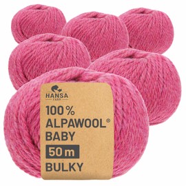 100% Baby Alpaca Wool in 50+ Colours (Scratch-Free) – 300 g Set (6 x 50 g) – Soft Alpaca Wool for Knitting & Crochet in 6 Yarn Sizes by Hansa-Farm
