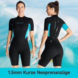 Short Wetsuits for Women 1.5 mm Neoprene Diving Suit for Women Back Closure Wetsuits Diving Suit Short Sleeves for Diving Snorkelling Surfing and Swimming 2XL Size