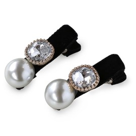 JewelVOX Hair Clip, Hair Accessories, Pearl, Set of 2, Small, Velour Style, Stylish (A)
