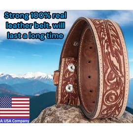 F&L CLASSIC Western Belt without buckle for men – Full Grain Leather Cowboy Belts for jeans - One Piece Leather strap belt, USA,2022-64, size 38