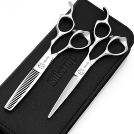 Silksnip 6" Hair Cutting Scissors & Texturizing Teeth Shears,Professional Barber Hair Cutting Shears Set Thinning Shears Handmade Ergonomic Design, for Salon Men Women Home Use