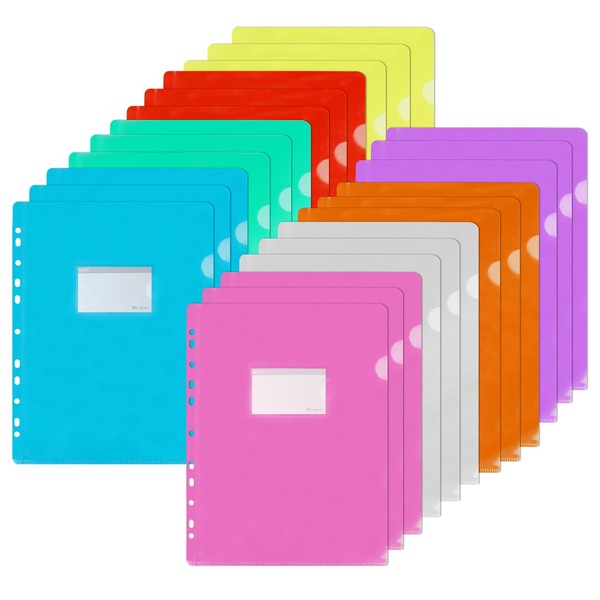 File Sleeves A4 Side Open, 24 Pieces Transparent Pockets A4