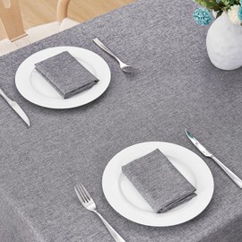 Veblandy Rectangle Tablecloth Linen Textured Waterproof & Stain Resistant Table Cloth Wrinkle Free Decorative Fabric Farmhouse Table Cover for Dining/Party/Buffet/Wedding, 60 x 104 Inch, Dark Grey