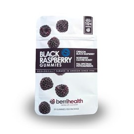 BerriHealth Black Raspberry Gummies - Made with Oregon Black Raspberries and Clover Honey - 20 Count