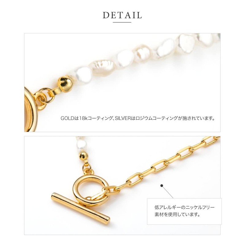 Cream Dot Necklace, Women's, Popular, Hypoallergenic, Nickel-free, 18K Coating, Short,
