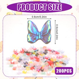 NQEUEPN 200pcs Mini Butterflies, Tiny Resin Butterflies Small Butterfly Figurines Micro Resin Butterflies for Dream Garden Doll House Miniature Landscape Decoration(Random Color)