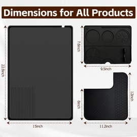 3-in-1 Silicone Mat Set for Ninja Luxe Cafe ES601 & ES701 Espresso Machine– Top Mat, Bottom Sliding Mat & Tamping Station Pad, Full Protection Non-Slip Coffee Machine Accessories (Black)