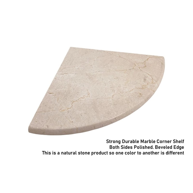 Tenedos 9x9 Round Edge Crema Marfil Premium Corner Shower Shelf