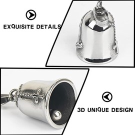 IOURVYA Guardian Bell, Motorcycle Keyring, Guardian Biker Bell, Guardian Angel Motorcycle Bell, Lucky Charm Keyring, Motorcycle Portable Peace Stainless Steel Protective Bell Angel, Style 3, Silvery
