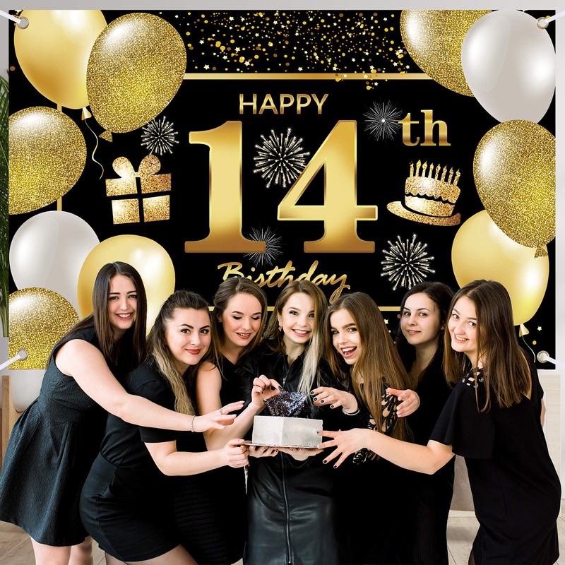 14th Happy Birthday Banner IMISI Birthday Decorations Birthday Backdrop Decorations