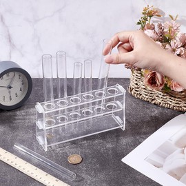 UNICRAFTALE 1 Set 183 x 50.5 x 90.5 mm 6 Hole Test Tube Holder Acrylic Laboratory Supplies Rectangular Transparent Test Tube Holder Round Holes Test Tube Holder Hole 21 mm for Test Tubes Chemical