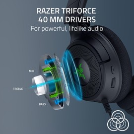Razer Kraken V4 X - Wired PC Gaming Headset (TriForce 40mm Drivers, Retractable Cardioid Mic, 7.1 Surround Sound, Chroma RGB, for PC - console & phones via USB-C) Black