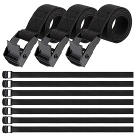 Hejo Short lashing straps, pack of 10, 65 cm, adjustable lashing straps with clamping lock, rust-proof fastening straps, short, fastening straps for bicycle, motorcycle, luggage packages, camping