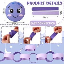 Motipuns 301 Pcs Under The Sea Paper Chains, Octopus DIY Paper Chain Garland for Classroom, Purple Ocean Theme Bulletin Board Decor Summer Party Craft Supplies 1" x 8"
