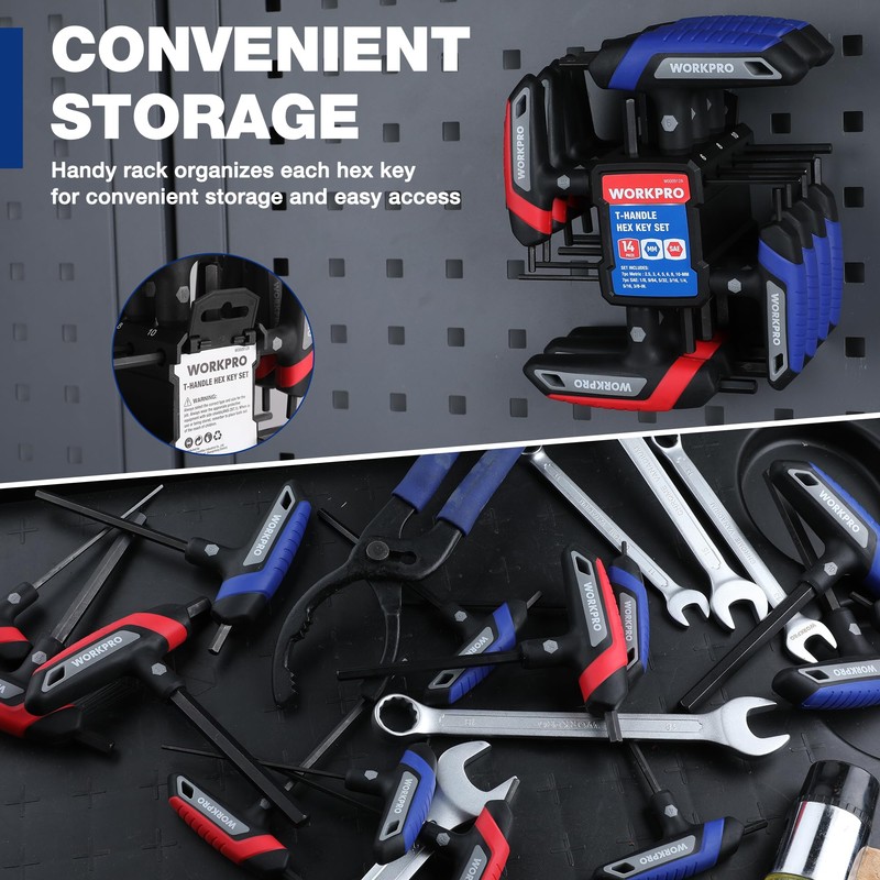 WORKPRO 14-Piece T-Handle Allen Wrench Set, Metric & SAE T
