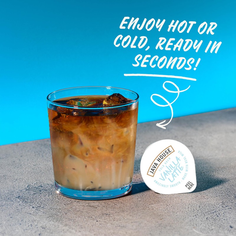 JAVA HOUSE French Vanilla Latte Cold Brew Coffee Pods, (12