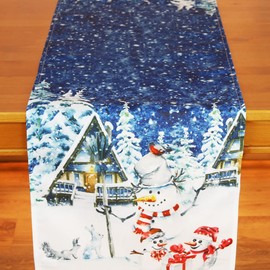 Kamaca Table Runner 40 x 150 cm with High-Quality Print Motif, Kitchen Dining Table Eye-catcher, Autumn, Winter, Christmas (Winter Fun 40 x 150 cm)