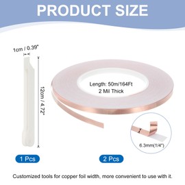 PATIKIL - Cinta de aluminio de cobre, 2 rollos de 1/4 pulgadas x 164 pies, suministros de soldadura de mano con kit de herramientas de lámina de plomo para manualidades, reparación eléctrica, color