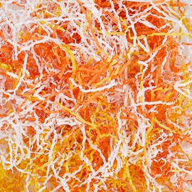 SOFPLATE 1/2 LB Fall Color Shredded Paper Filler Thanksgiving Crinkle Cut Paper Shred Filler Bulk White Orange Gold Gift Filler Paper Shreds for Gift Wrapping Packaging Basket Filling Birthday Wedding