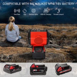 YEX-BUR Bluetooth Speaker for Milwaukee m18 18v Battery Portable Outdoor Indoor Mini Speaker for Jobsites Camping Party(Battery Not Included)