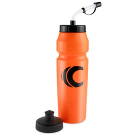 1 Liter Sports Water Bottle with Straw & Squeeze Lid, BPA Free, Leakproof, Great for Sports Requiring Helmets like Hockey Lacrosse Football Boxing (Orange)