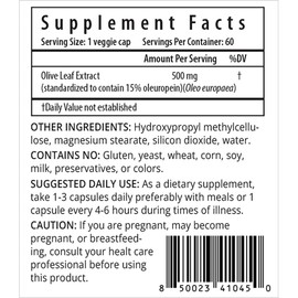 ProHealth Olive Leaf Extract (15% Oleuropein) (500 mg, 60 Veggie Capsules)
