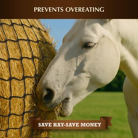 NETYSAY Round Bale Hay Net for Horses, 5x5 ft Knotless Slow Feed Hay Net Feeder for Livestock, 2.0" Holes, Encourages Slower Eating, Fits 4x5 ft and 5x5 ft Round Bales, 3x3x8 to 4x4x8 ft Square Bales