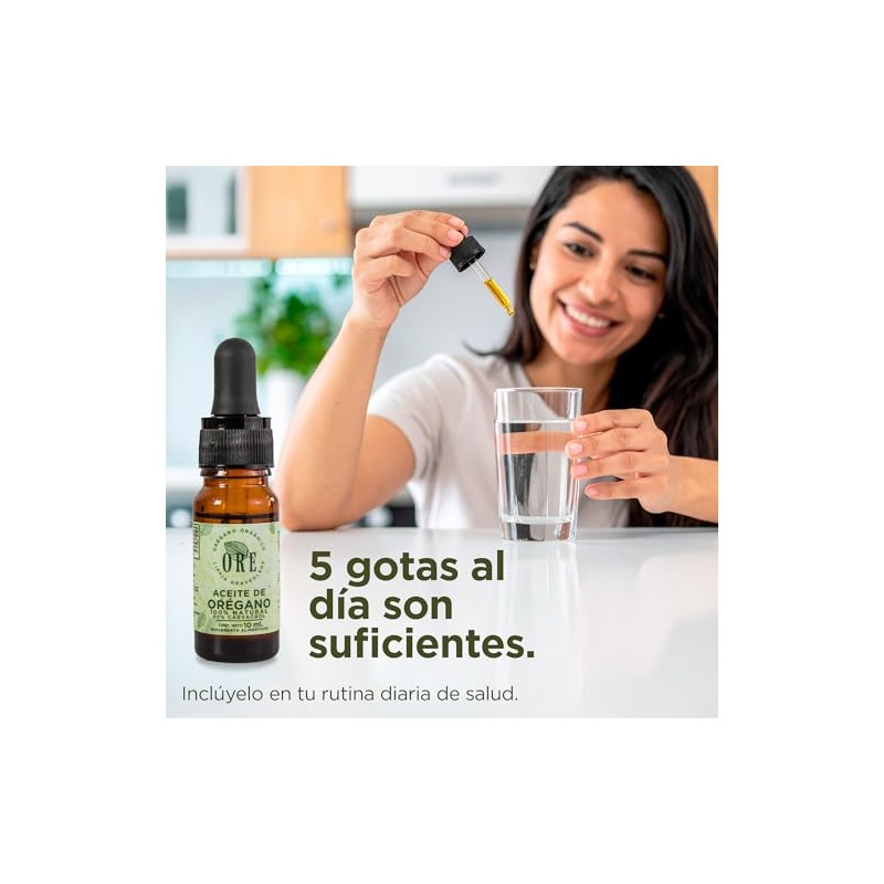 ORE Aceite de Orégano Silvestre, 10ml, 80% Carvacrol, Suplemento Aceite